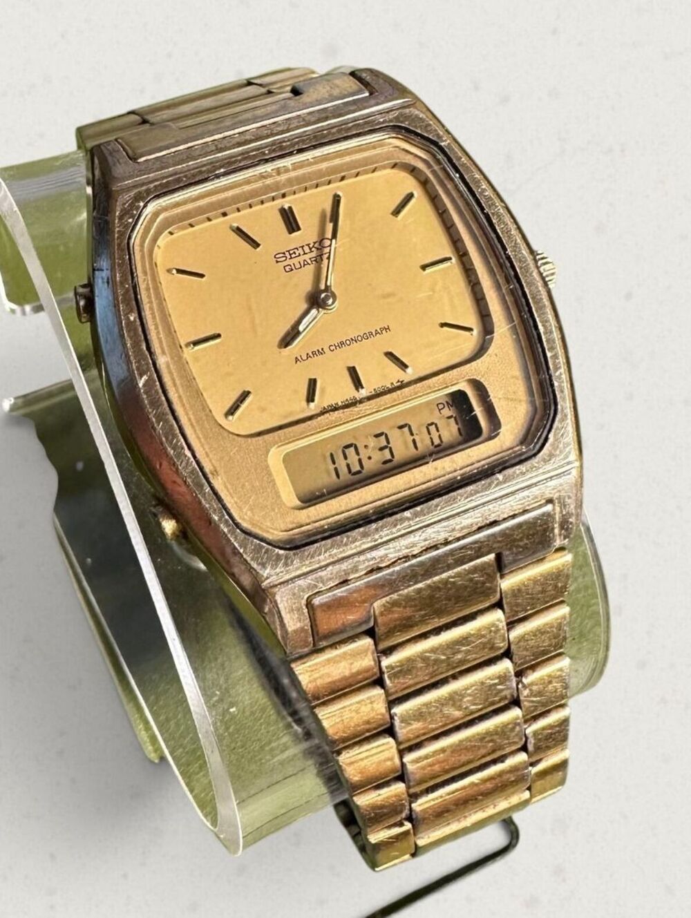 Vtg Seiko TV Dial Ana Digi Watch Alarm Chronograph H448-5009 New Battery (PARTS)